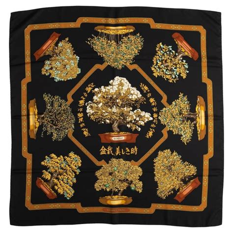 Vintage Hermes Bonsai Silk Scarf For Sale at 1stDibs